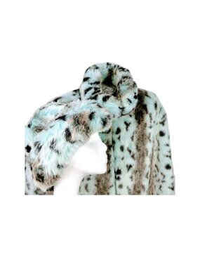 Vintage Polar Magic Jacket and Hat  Blue‎ Faux Fur Size S Movie Star circa 70s